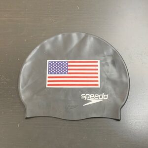 Speedo Black Swim Cap with USA Flag
